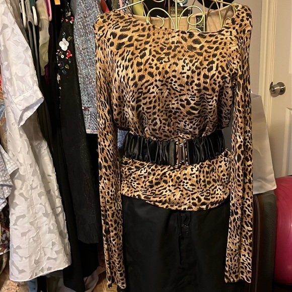 VTG Dana Buchman vintage glamour,  leopard asymmetrical neckline - Picture 7 of 10
